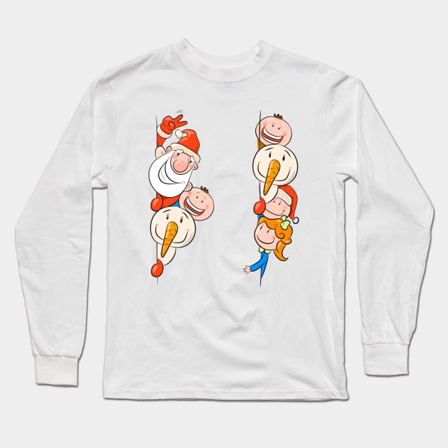 Santa Snow Long Sleeve T-Shirt by Mako Design 